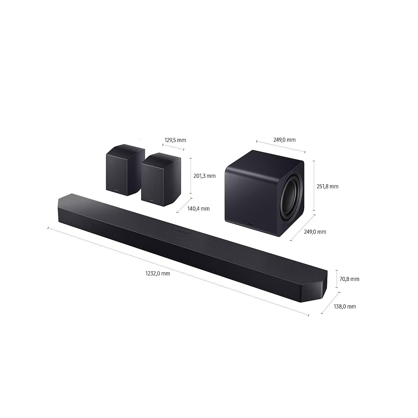 11.1.4 Channel Dolby Atmos Wireless Soundbar with Subwoofer, Space Adaptive Audio, Voice Assistant Compatible, Black/White