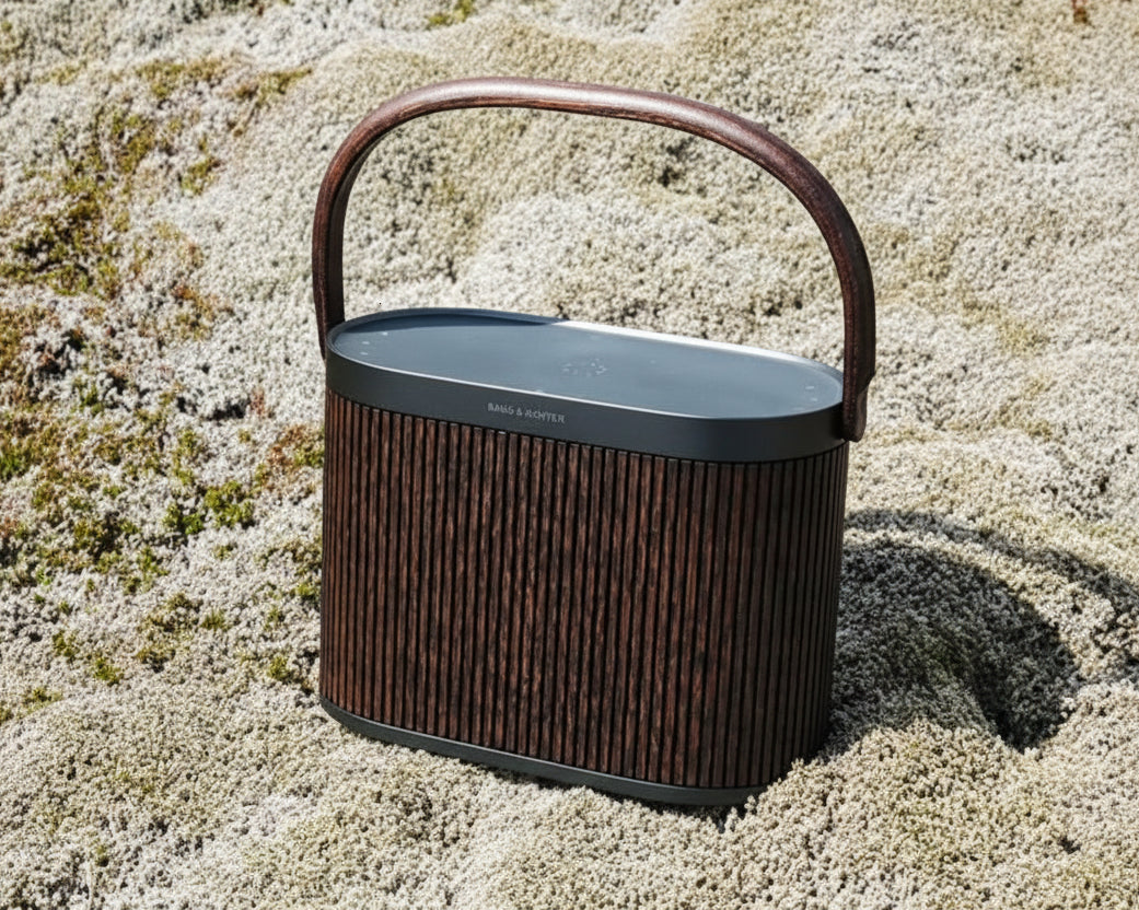 A5 Beosound - Modular Portable Bluetooth Speaker with 360° Sound, Wireless Charging, Long Battery Life, Indoor & Outdoor, Dark Oak