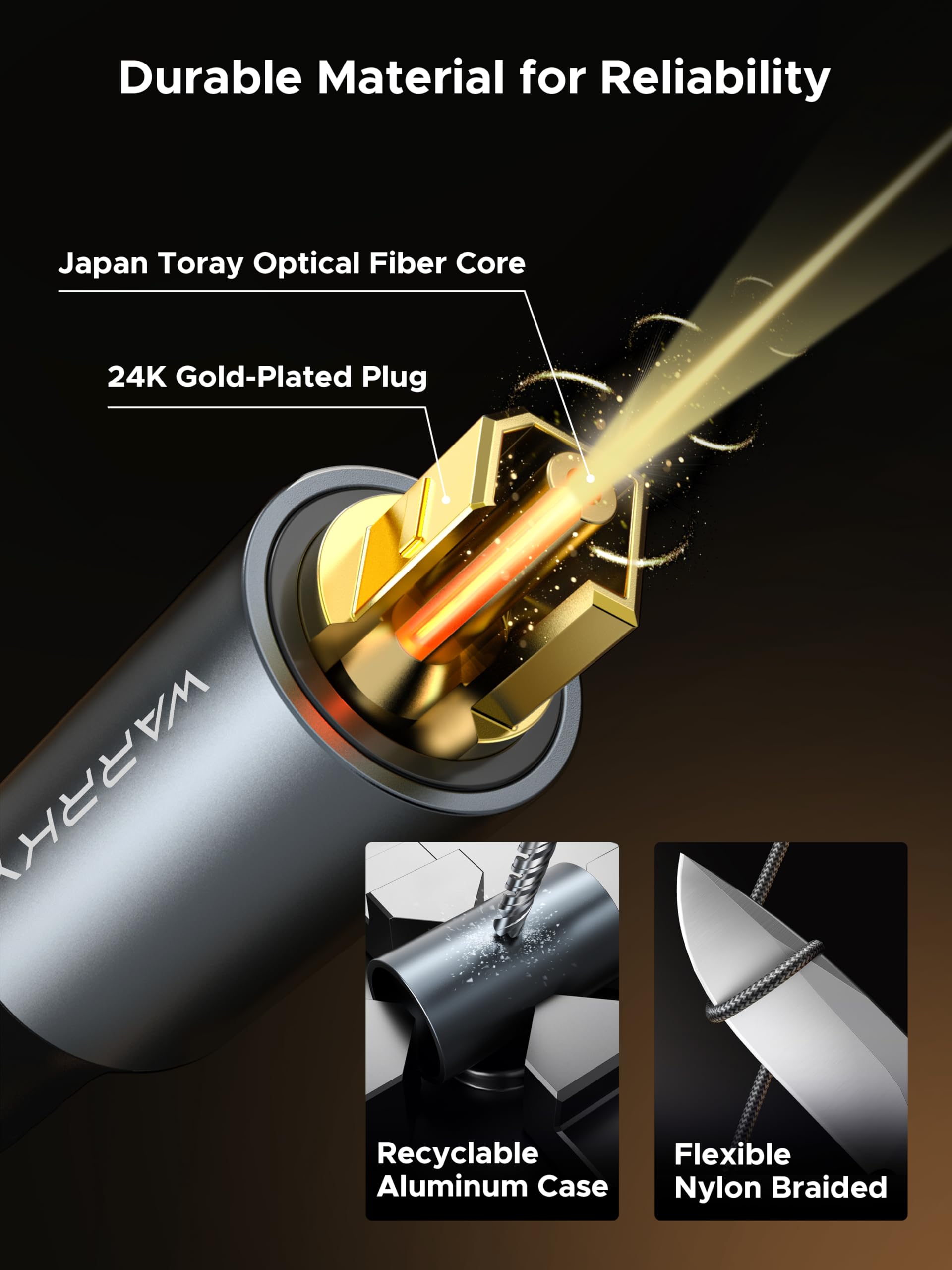 WARRKY Optical Cable for Soundbar to TV,