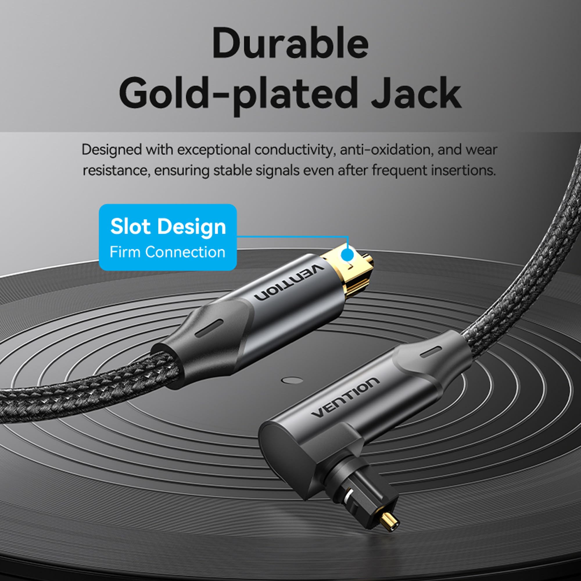 VENTION Optical Audio Cable 1m Right Angle Digital Optical Audio Cable Toslink Optical Cable for Soundbar to TV, Optical Lead Gold-Plated for Home Cinema, S/PDIF, PS4, Xbox, Stereo System