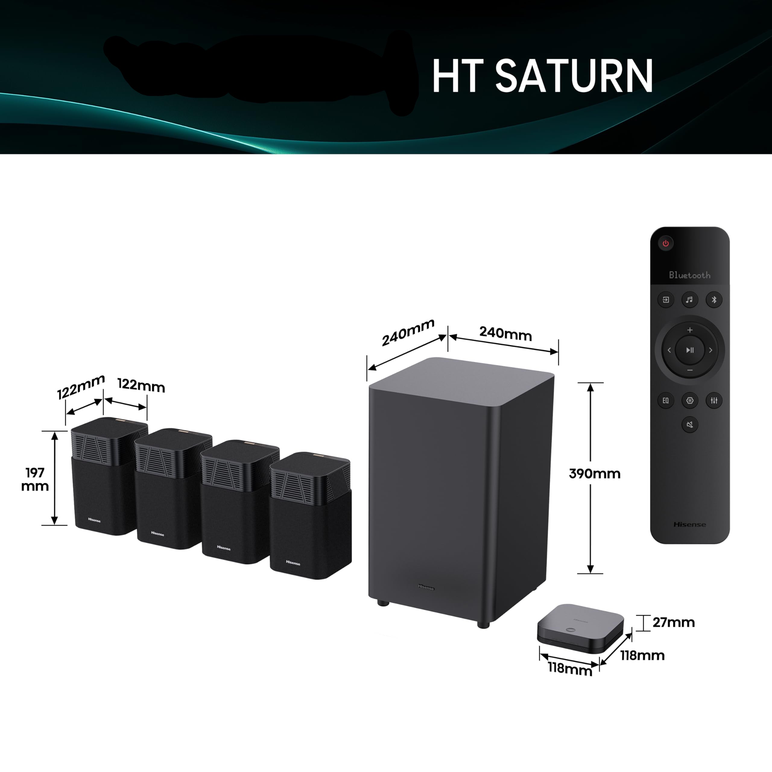 HT SATURN, 4.1.2 CH home theatre sound system, wireless satellite speakers, Tuned by Devialet, 720 W max audio power, Hi-Concerto, Dolby Atmos, DTS:X, Room fitting tuning, EzPlay 3.0