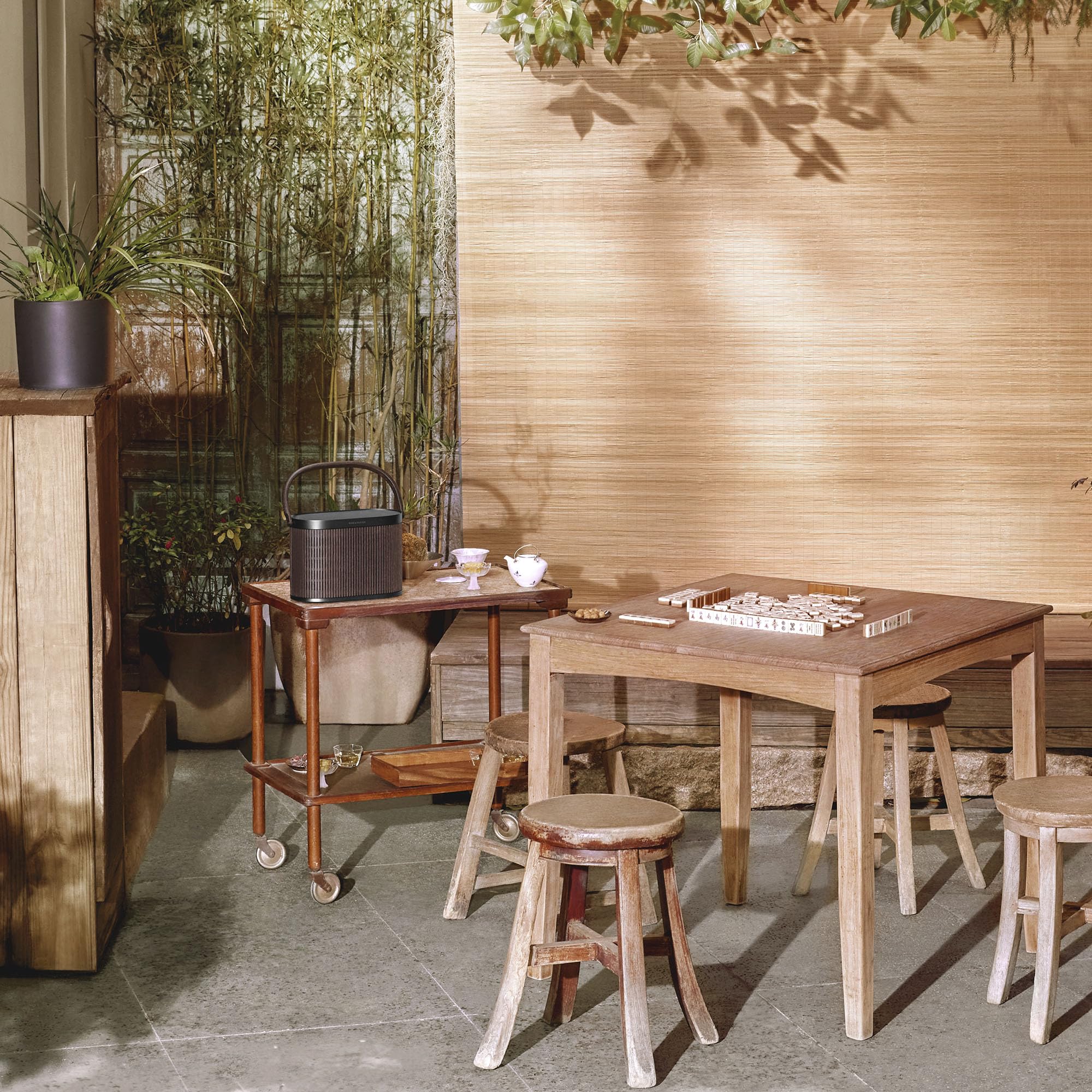 A5 Beosound - Modular Portable Bluetooth Speaker with 360° Sound, Wireless Charging, Long Battery Life, Indoor & Outdoor, Dark Oak