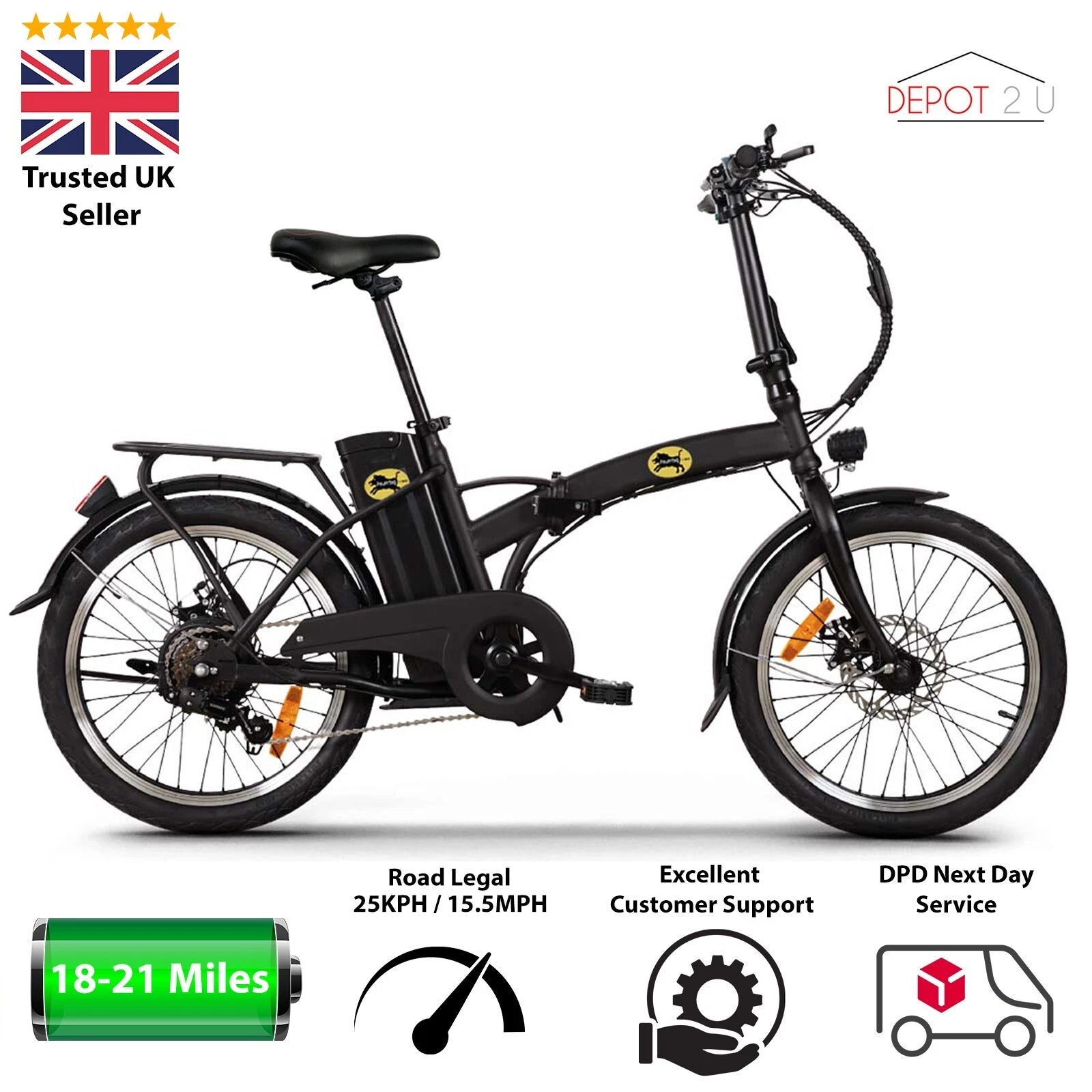 UK Road Legal Folding eBike 15.5mph – Powerhog Smart Commuter Electric Bike