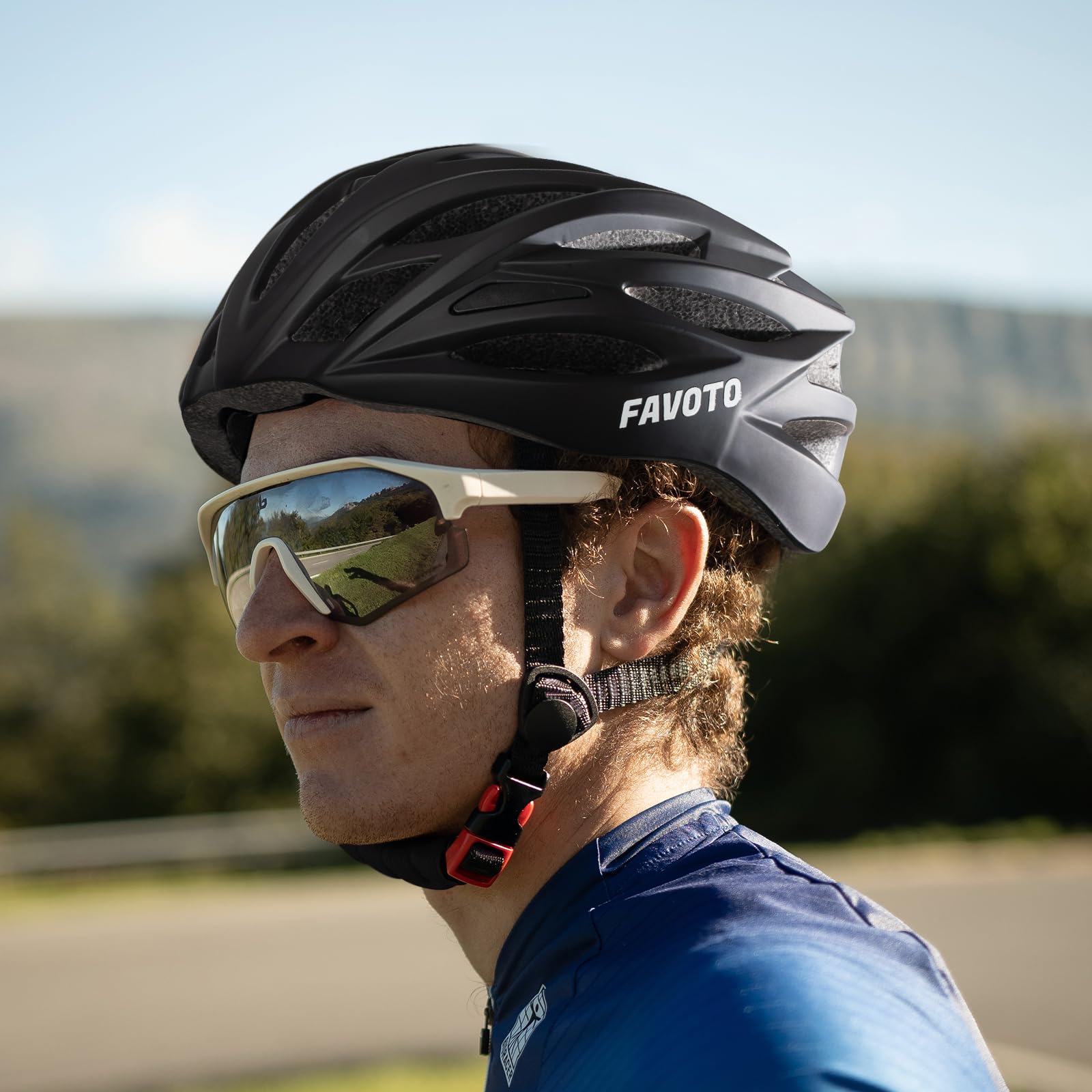 Favoto Bicycle Helmet for Adults Cycling Helmet - Bicycle Road Bike Helmet for Men Women with Removable Inner Lining 59-61 cm Adjustable Black