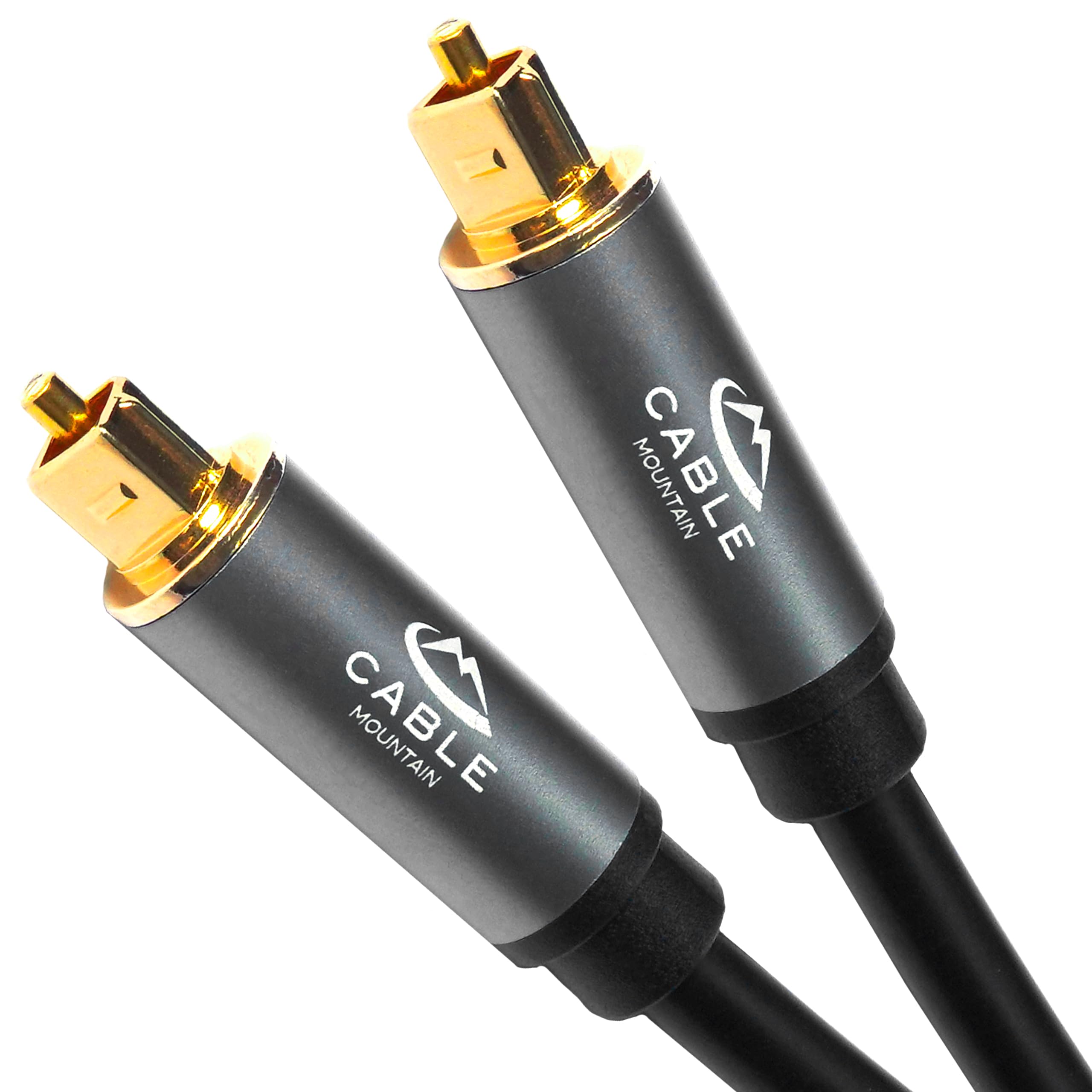 CableMountain Optical Cable 1m, [Alloy Case, 24K Gold-Plated], Digital Optical Audio Cable for Soundbar to TV