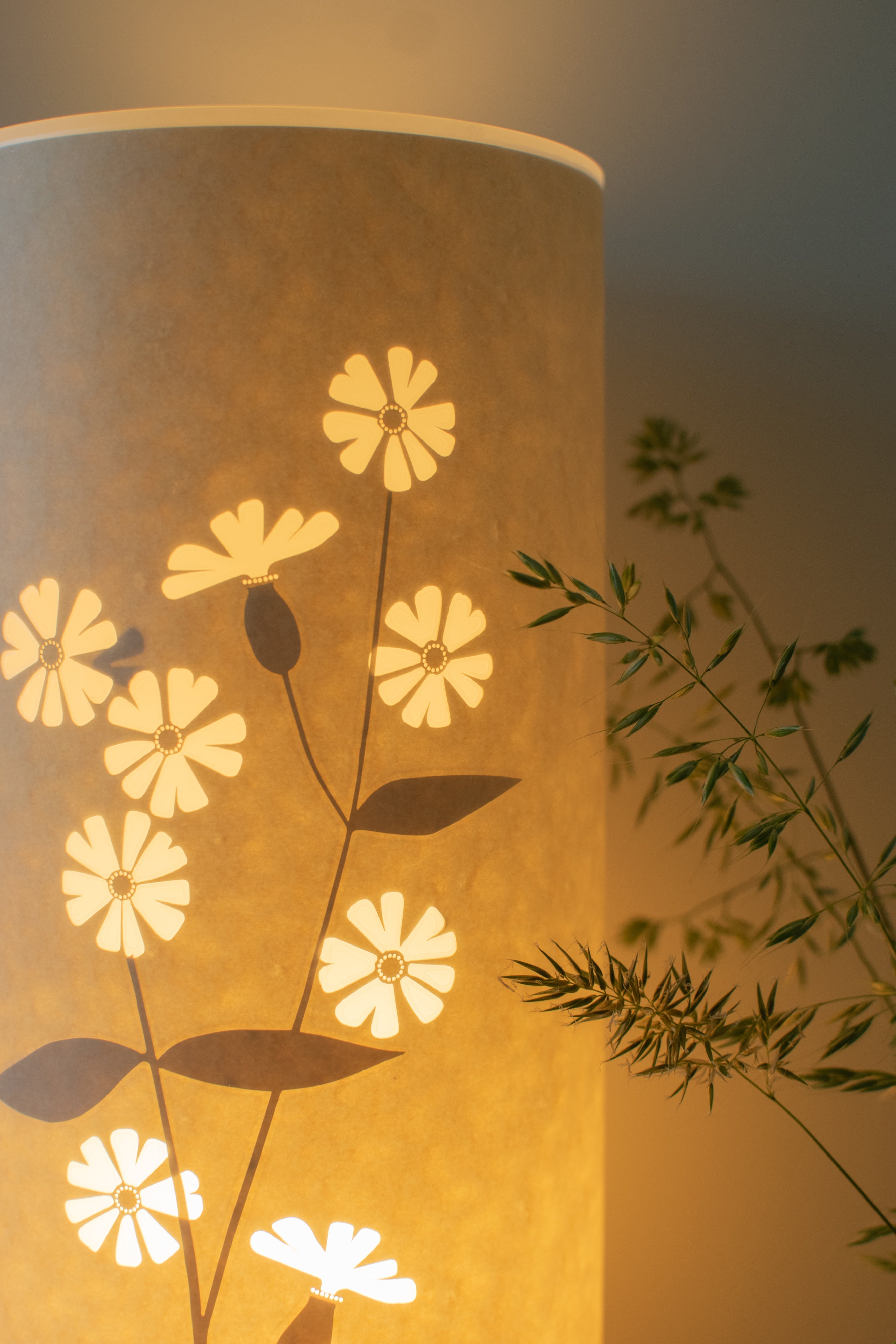 Cylindrical White Campion Table Lamp