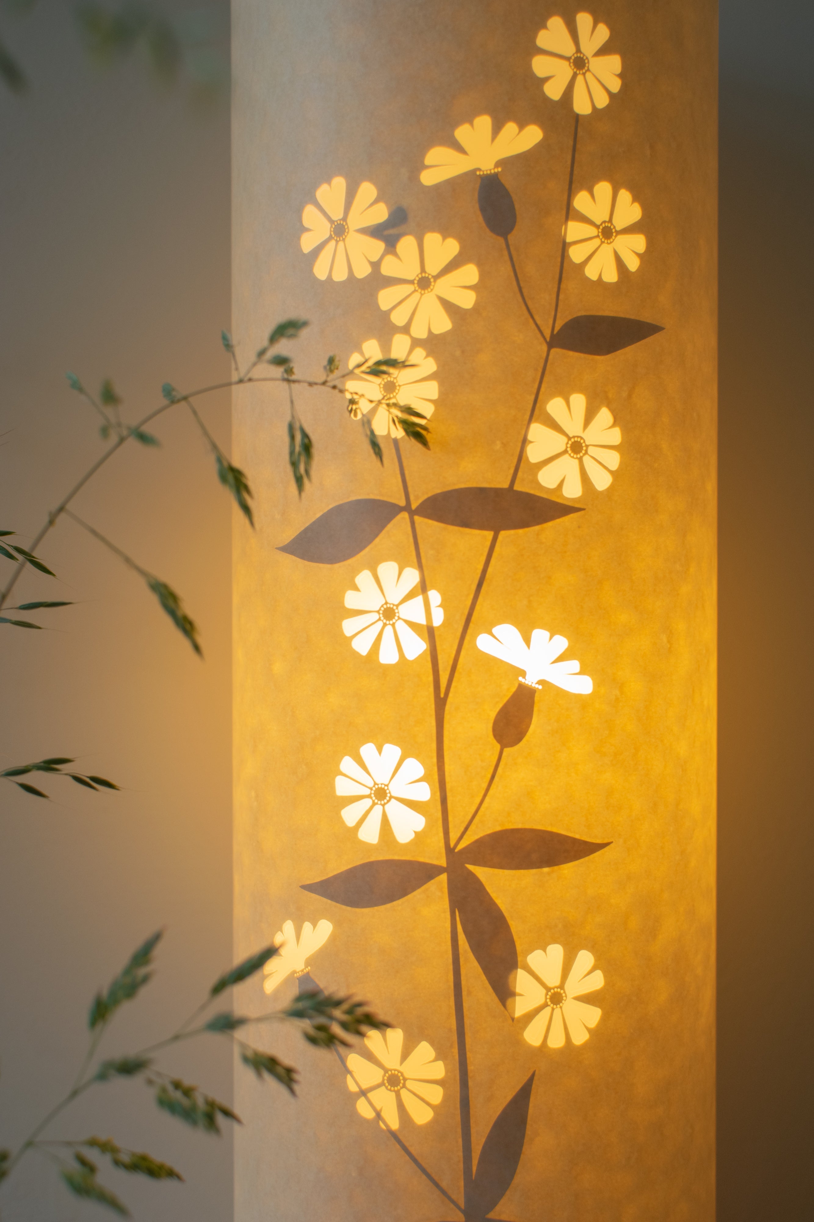 Cylindrical White Campion Table Lamp