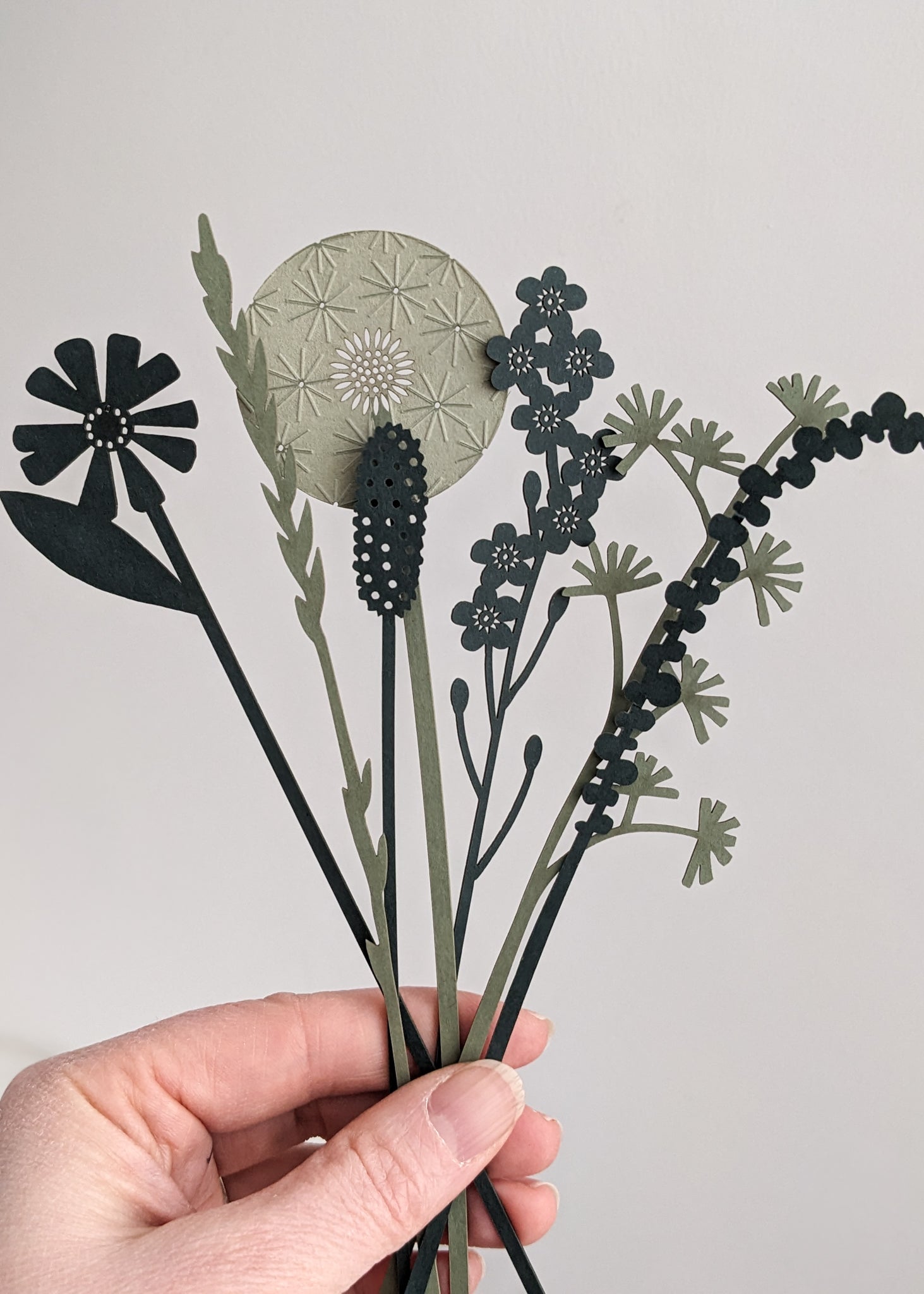 Blue & green meadow posy