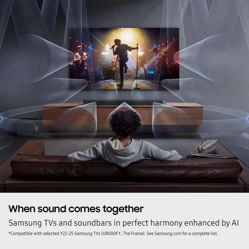 11.1.4 Channel Dolby Atmos Wireless Soundbar with Subwoofer, Space Adaptive Audio, Voice Assistant Compatible, Black/White