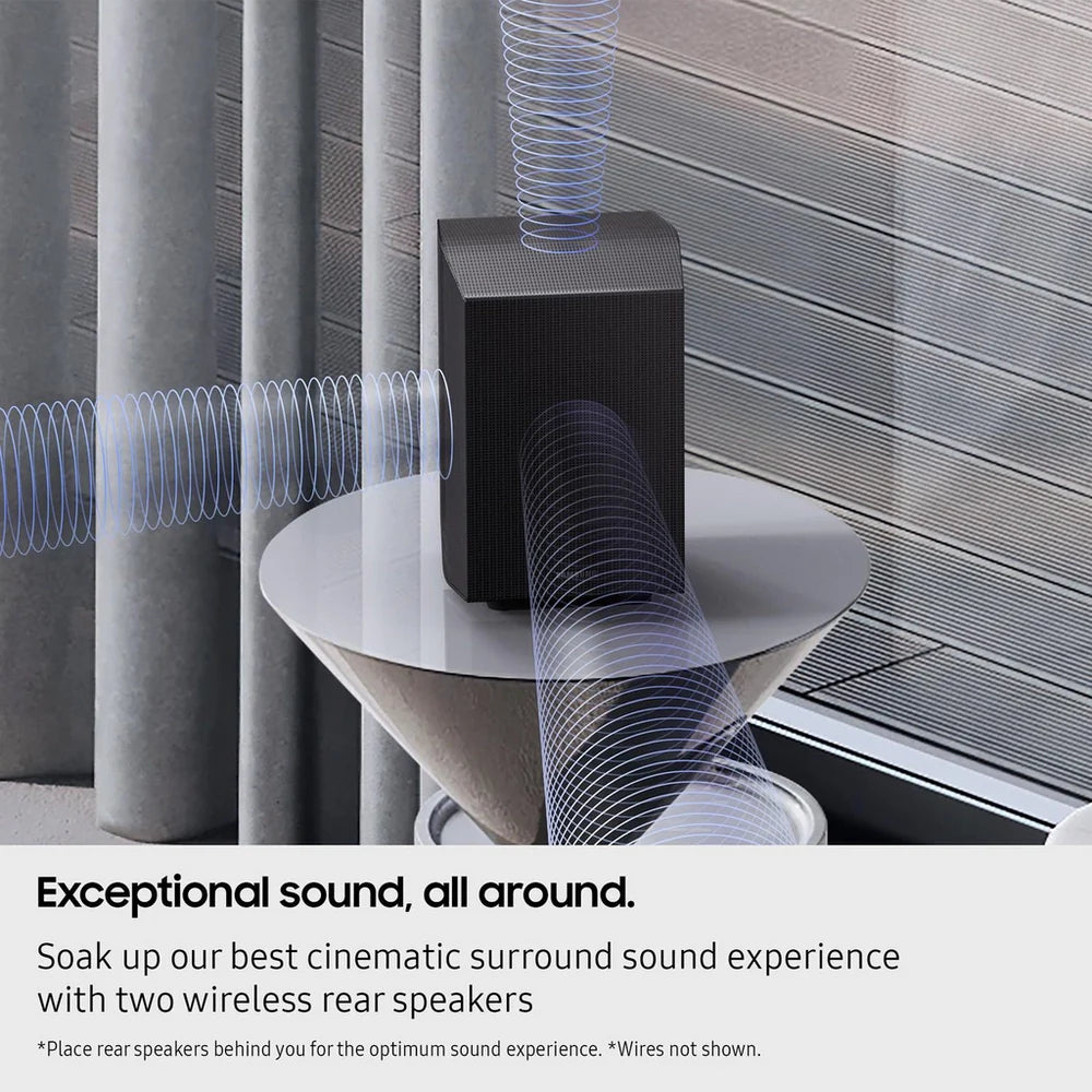 11.1.4 Channel Dolby Atmos Wireless Soundbar with Subwoofer, Space Adaptive Audio, Voice Assistant Compatible, Black/White